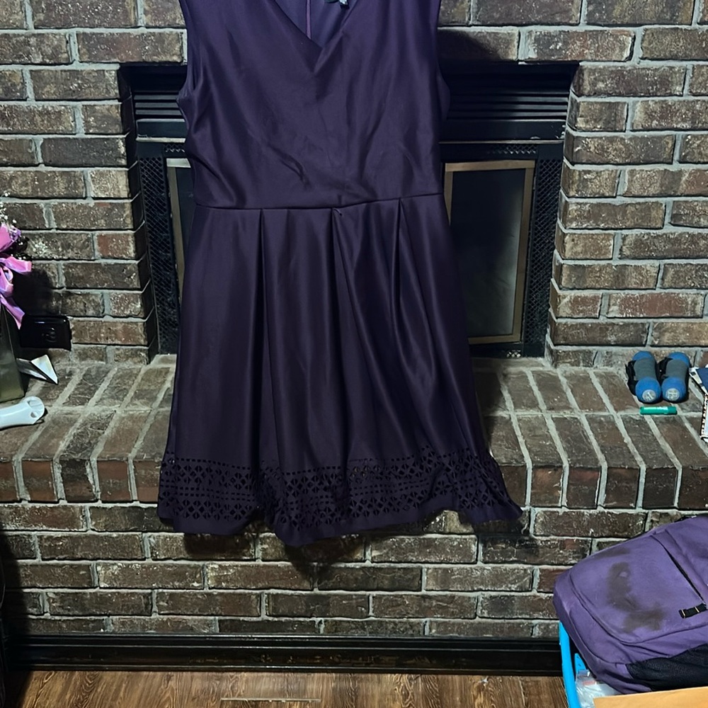 Tiana B. Purple Tiered Mini Sundress V-Neck Sleeveless